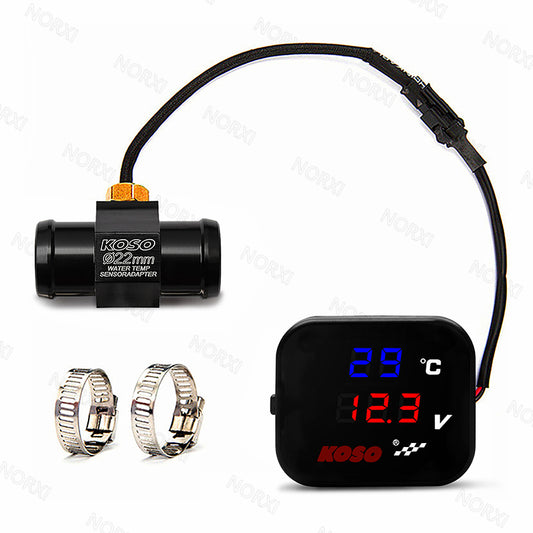 KOSO Water Temp Meter Voltmeter Gauge Motorcycle Phone USB Charger - NORXI store